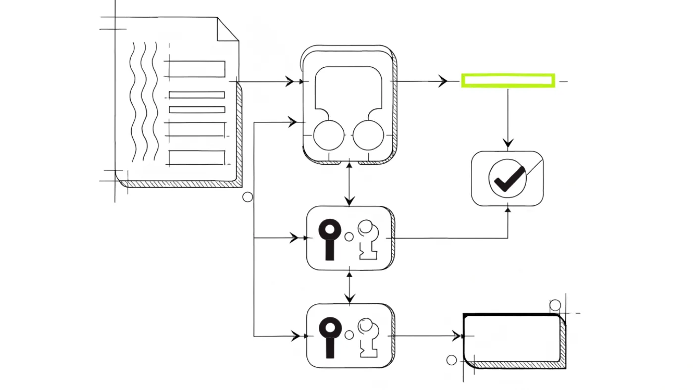 Diagram illustrating PGP signature verification process with keys and document.